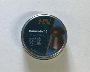 NEW! Baracuda 15 Pellets 5.52mm .22 Tin of 250 by H&N